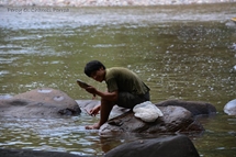 Rudi catching fish for food (Photo: Percy O. Chambi Porroa, 2014)
